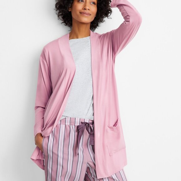 State of Day Womens Knit Cardigan Open Front Lounge Mauve Orchid Purple L - Picture 1 of 1
